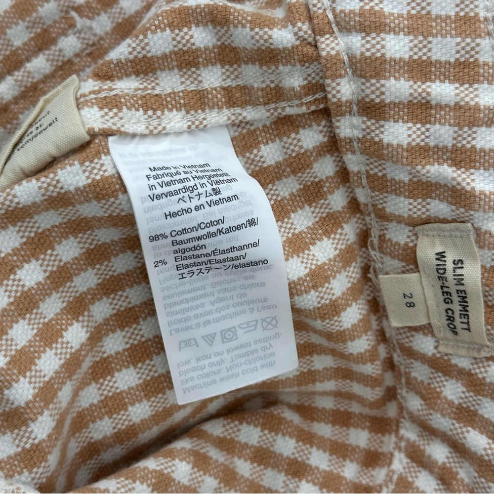 Madewell Gingham Emmett Wide Leg Crop Pants Tan White Size 28 - Picture 12 of 12